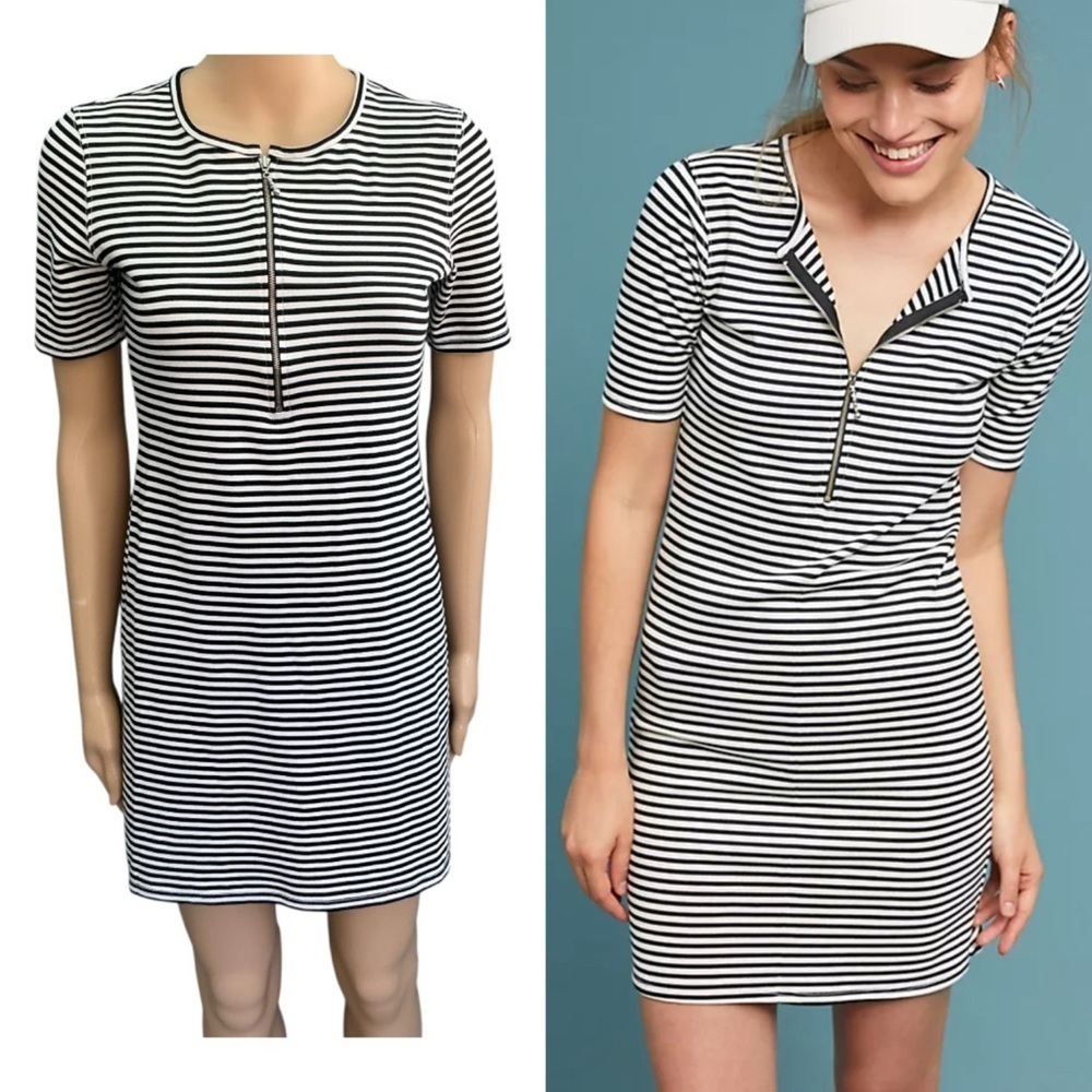 Current/Elliott Leighton Mini Dress in Black and White Stripe Size 1